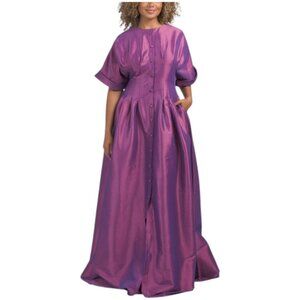 RENE BY RENE RUIZ Short Sleeve Pleated Waist Gown